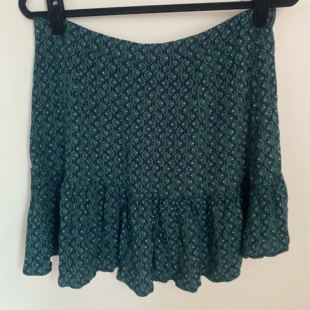 Green Patterned Asymmetrical Ruffle Mini Skirt - image 3
